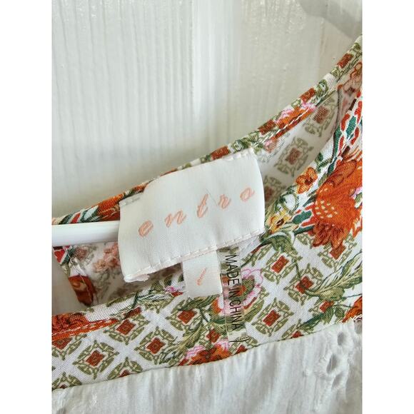 Entro Floral Eyelet Quarter Sleeve Blouse Size L - Picture 3 of 5